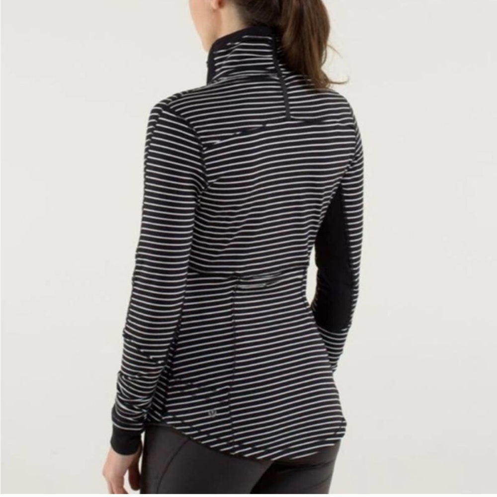 Lululemon Base Runner 1/2 Zip Parallel Stripe Bla… - image 2